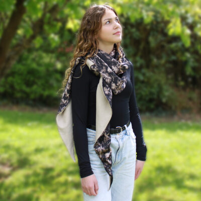 Chèche d’été Loumia - Imprimé Noir & Beige